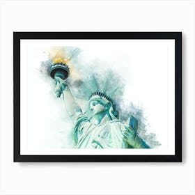 Statue Of Liberty Watercolor Painting Art Print