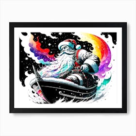 Santa Claus In A Boat Art Print