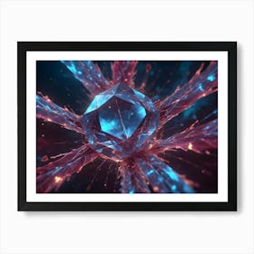 A Close Up, Abstract Representation Of A Glowing, Multifaceted Crystal With Fiery, Red And Blue Energy Emanating From It, Suggesting Power And Transformation Art Print