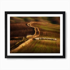 Crossing The Fields Art Print