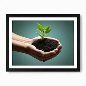 Hands Holding A Plant Art Print