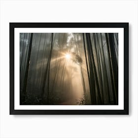 Misty Bamboo Forest Paintings Art Print Art Print