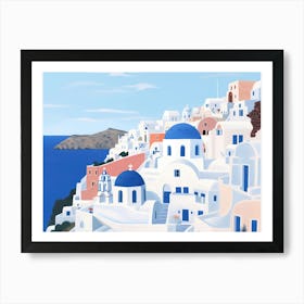 Santorini Landscape Watercolour Art Print