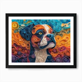 Boxer Paper Quill Dog Portrait Art Print