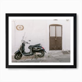 Black Vespa door Italian street color | Italy Art Print