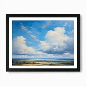 Cumulus Clouds Headlining The Scenic Landscape Clustered Carelessly Against A Shifting Cerulean Ba (6) Art Print