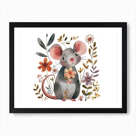 Little Floral Rat 2 Art Print