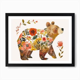 Little Floral Grizzly Bear 2 Art Print