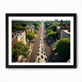 Aerial View Of A Patriotic Military Parade Honoring Veterans In America Rows Of Uniformed Soldiers (1) Art Print