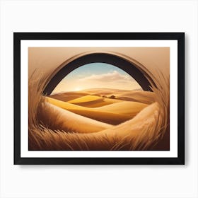 Brown Grain Field Landscape Art Print