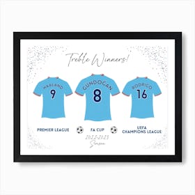 Man City Football Treble Winners Art Print Art Print