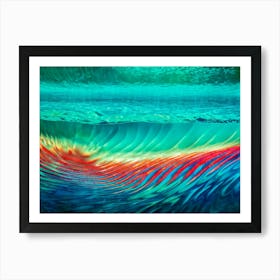 Abstract Background Featuring A Wave Cresting With Vibrant Tropical Ocean Hues Merge Of Turquoise A (6) Art Print