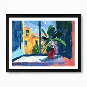 Malaga From The Window View Painting 2 Art Print