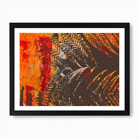 Red Orange Brown Abstract Nature Leaves Print Art Print