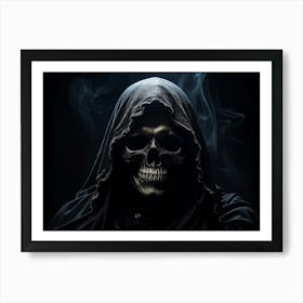 Grim Reaper Skull Pitch Black Hollow Eye Sockets Swallowing The Light A Faint Glow Emanating From 2 1 Art Print