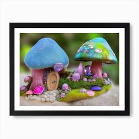 Neon Mushroom Garden Art Print