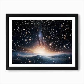 A Dazzling Galaxy Captured Through A Powerful Lens With Bright Shimmering Stars Scattered Across T Art Print