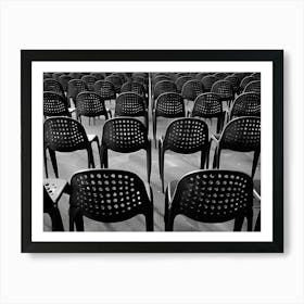 Black And White Image Of Empty Chairs 2 Art Print