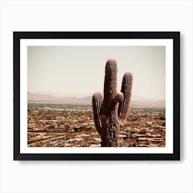 Cactus With City Art Print