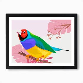 Parrot On Branch Art Print