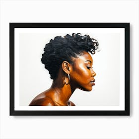 Side Profile Of Beautiful Woman Oil Painting 165 Art Print