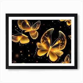 Golden Butterflies 6 Art Print