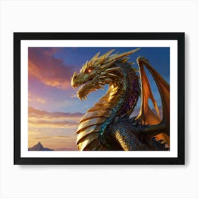 Golden Crystal Dragon Art Print