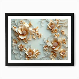 3d High Decoration Background 3d Art Design with Floral Art Print