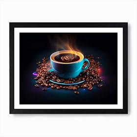 Coffee Cup With Flames Art Print