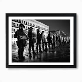 Riot Police In Stand Off Art Print