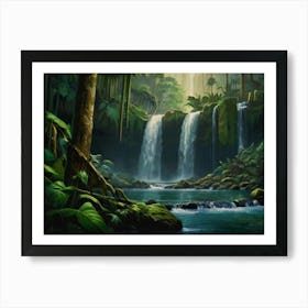 Waterfall In The Jungle 2 Art Print