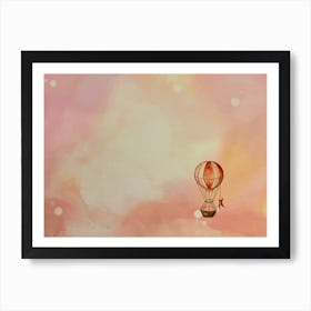 Hot Air Balloon in the pink sky Art Print