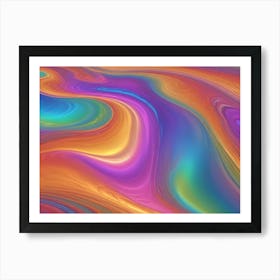 Abstract Swirling Pattern Of Blue, Orange, Yellow, And Purple Hues, Creating A Fluid And Dynamic Background Art Print