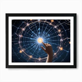 A Hand Reaches Out To Touch A Glowing, Interconnected Network Of Neurons, Representing The Complexities Of The Human Brain Art Print