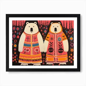 Polar Bear 2 Folk Style Animal Illustration Art Print