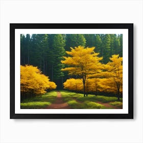 Yellow Trees In The Forest 2 Art Print