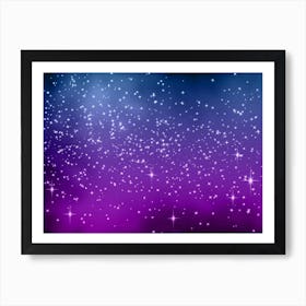 Purple Blue Tone Shades Shining Star Background Art Print