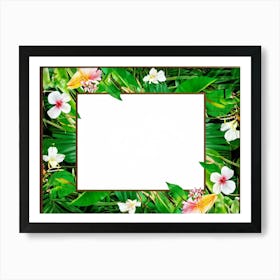 Abstract Tropical Floral Frame Intertwining Vines And Vibrant Blossoms Used As A Creative Design E Art Print