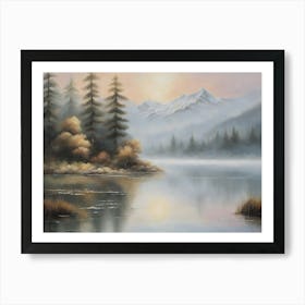 Mystic Dawn Over A Serene Lake Art Print