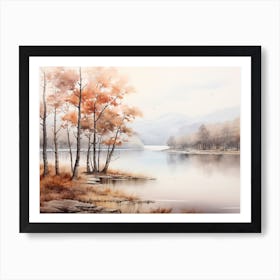 A Painting Of A Lake In Autumn 76 Art Print