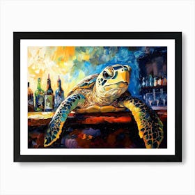 Sea Turtle At The Beach Bar 6 Art Print