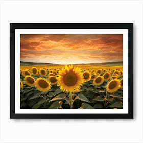 Sunflowers At Sunset Art Print