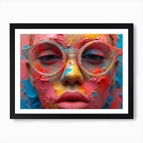 Psychedelic Portrait: Vibrant Expressions in Liquid Emulsion Face Painting Art Print