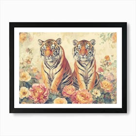 Floral Animal Illustration Tiger 2 Art Print