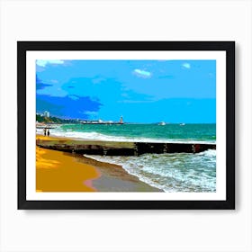 Bournemouth Beach And Pier Art Print