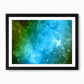 Sky Blue Green Galaxy Space Background Art Print