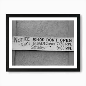Sign Of Store, Kenner, Louisiana By Russell Lee Art Print