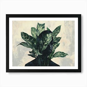 Man With A Head Full Of Leaves Art Print