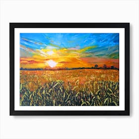 Sunset On Fields Art Print