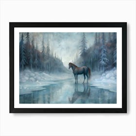 Horse In The Snow Art Print